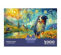 Starry Dog 1000Pieces JigsawPuzzlesDog Van Gogh KidsforAdult Challenging Brainteasing Age12+byth Challenging The Impossible Difficult Game Uncover The Puzzle 70x50cm/1000pcs