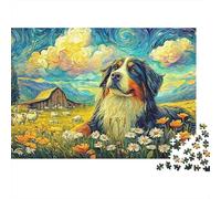Starry Dog Landscape Jigsaw Puzzle 1000 Pieces for Adults And Children Challenging PuzzlesChallengingPuzzlesSunflower Puppy EducationalGameBeautiful Decoration PuzzleFun Activity for Home38x26cm/