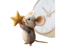 Starry Felt Mice | 4 * 8 Cm Mini Felt Mouse Christmas Decorations | Cute Needle Felted Mice Doll Holding Star | Handmade White Animal Figur | Fashionable Mouse Collectible | Stocking Stuffer Presents