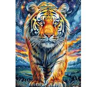Starry Flame Tiger 500 Pc DIY Jigsaw Puzzle Wild Animal Puzzles for Adults Teens Hard Challenging Team Building Stress Reducing Autumn Sturdy Wooden Cardboard 500 PCS