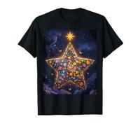 Starry Flowers Celestial Garden Stars Clouds Christmas Eve T-Shirt