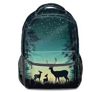 Starry Forest Print Backpack Unisex Fashion Rucksack 16 inch Night Scene Silhouette Travel Daypack Student School Bookbag (print 2)