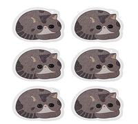 STARRY G Cleaning Sponges, 6 Pack Pulp Cotton Non-Scratch Scrub Sponge, Compressed Dual-Sided Dishwashing Sponge, Thicken Kitchen Pot Scouring Sponge Pad, Cute Cat Printed Cleaning Tools - Gray