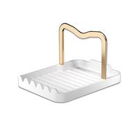STARRY G Cooking Spoon Rest with Lid Holder, Kitchen Utensil Rest with Drip Pad, Heat-Resistant Pot Lid Stand Holder, Countertop Organiser Rack for Ladles, Tongs, Spatula, Simple Flatware Rack - W&G