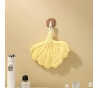 STARRY G Cute Leaf-Shaped Coral Velvet Hand Towels with Hanging Loop - Super Absorbent, Soft, and Decorative Hand Towels for Bathroom, Kitchen (2-Pack) (Ginkgo)