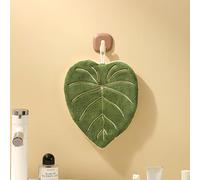 STARRY G Cute Leaf-Shaped Coral Velvet Hand Towels with Hanging Loop - Super Absorbent, Soft, and Decorative Hand Towels for Bathroom, Kitchen (2-Pack) (Anthurium)