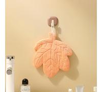 STARRY G Cute Leaf-Shaped Coral Velvet Hand Towels with Hanging Loop - Super Absorbent, Soft, and Decorative Hand Towels for Bathroom, Kitchen (2-Pack) (Maple Leaf)
