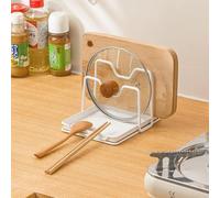 STARRY G Kitchen Utensils Rest with Drip Pad, Cooking Spoon Rest with Lid Holder, Heat-Resistant Double Layer Pot Lid Holder Stand, Countertop Organiser Rack for Cooking Tools, Cutlery Tray Shelf - W