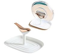 STARRY G Kitchen Utensils Rest with Lid Holder, Cooking Spoon Rest with Drip Pan, Heat-Resistant Pot Lid Holder Stand, Countertop Organiser Rack for Cooking Tools, Glossy Bird Flatware Tray Shelf -W