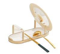 STARRY G Pot Lid Holder Stand, Kitchen Utensils Rest with Drip Pan, Cooking Spoon Rest with Lid Holder, Countertop Organiser Rack for Ladles, Tongs, Spatula, Flatware Tray Shelf - White Double Layer
