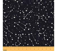 Starry Galaxy Fabric by The Yard Space Universe Constellation Dark Night Fabric for Girls Boys Kids Home DIY Projects Shining Stars Stripes Fabric for Sewing Hobby,1 Yard,Black