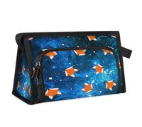 Starry Galaxy Fox Travel Makeup Bag for Women Men Kids Girls Boys Galaxy Pattern Multipurpose Wash Pouch Bag Toiletry Cosmetic Toiletries Shower Bag Organizer