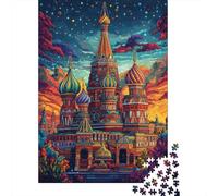 Starry Kremlin Night 1000-Piece Puzzle for Adults, 38x26cm/1000pcs, White Pieces with A Smooth Surface; for Quiet Downtime Without A Screen