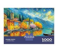 Starry Lake Town Premium Cardboard 1000 Piece Canal Town Jigsaw Bundle, Brain Training Adults, Stress Relief, Gift & Office Break Leisure 38x26cm/1000pcs