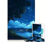 Starry Lakeside Jigsaw Puzzles for Adults 1000 Pieces Pure Logic Toy Stress Free Sharp Cut Santa Wish Item 50x75cm