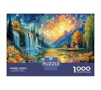 Starry Landscape Jigsaw Puzzles 1000 Pieces for Adults, Waterfall 1000 Piece Puzzle Educational Games Home Decoration Puzzle 52x38cm/1000pcs