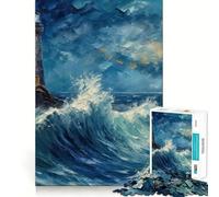 Starry Lighthouse 1000 Pieces Jigsaw Puzzles for Adults Smart Game Stress Release Pattern Assembly Xmas Surprise 50x75cm