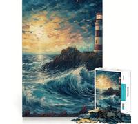 Starry Lighthouse 1000 Pieces Jigsaw Puzzles for Teenagers Brain Skill Leisure Time Exact Edge Thoughtful Gift 38x26cm