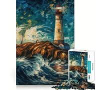 Starry Lighthouse 1000 Pieces Jigsaw Puzzles for Teenagers Mind Skill Toy Leisure Fun Design Assembly Elegant Gift 38x26cm