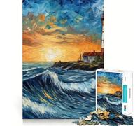 Starry Lighthouse Jigsaw Puzzles for Adults 1000 Piece Enhance Recall Leisure Time Exact Edge Festival Gift 38x52cm
