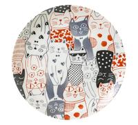Starry Mart Awasaka Cat's Downtown Story Japanese Ceramics Plate Assorted Colour Ø23.5cm | H2.5cm (Set of 4) Artistic Dinner Plates with Cat Design Dinnerware (Red)