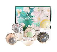 Starry Mart Ceramic Bowl Gift Set - Floral Pattern, Serving Bowls for Rice, Soup, Dessert, Snack, Set of 6