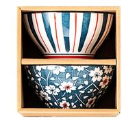 Starry Mart Ceramic Japanese Rice Bowl Gift Set - Serving Bowl for Rice Soup, Salad, Dessert (Set of 2)