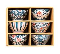 Starry Mart Ceramic Japanese Rice Bowl Gift Set - Serving Bowl for Rice Soup, Salad, Dessert (Set of 6)