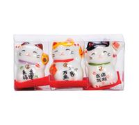 Starry Mart Ceramic Mini Maneki Neko Lucky Cat Figurines - Set of 3 | Japanese Fortune Cat | Home Décor & Good Luck Charm