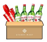 Starry Mart Christmas Soju Gift Set - 4 Random Bottles of Premium Korean Soju, Holiday Spirits & Korean Alcohol Gift Box