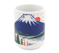 Starry Mart Japanese Ceramic Tea Cup Set Traditional Designs Featuring Mount Fuji, Daruma & More - Authentic and Durable Teacups for Hot or Cold Beverages (Mountain Fuji)