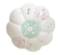 Starry Mart Japanese Floural Pattern Plate - Sakura 21cm (8 inch) Wide Rimmed Side Plates - Desert Serving Dinner Set Bread Plate - Dishwasher and Microwave Safe Ceramic
