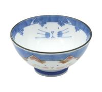 Starry Mart Japanese Style Ceramic Soup Bowls, Serving Bowls for Salad, Noodle, Porridge, Rice Width 11cm | Height 5.5cm (Blue Kitten)