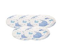 Starry Mart Kanese Minoyaki Blue Whale Series - Japanese Ceramic Plate (Set of 5) Ø24.2cm | H3.5cm Microwave & Dishwasher Safe