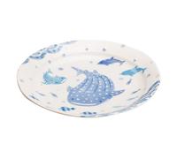 Starry Mart Kanese Minoyaki Japanese Tableware - Blue Whale Design Collection - Authentic Ceramic Bowls & Plates (Various Sizes & Shapes) (Plate Ø24.2cm | H3.5cm)