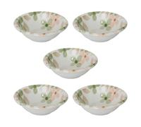 Starry Mart M-Mode Aquarelle Japanese Ceramic Bowl Set (Set of 5) - Elegant Watercolor Design | Ø17cm x H5.5cm | Microwave & Dishwasher Safe | Made in Japan (Green)
