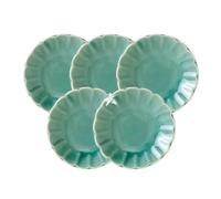Starry Mart Minoru Touki Komai Minoyaki Japanese Mini Plate, Turquoise Glaze, Ø8.2 cm, H1.8 cm, Set of 5, Ceramic Small Sauce Dishes for Dipping, Appetisers & Side Snacks