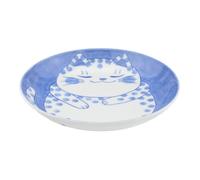 Starry Mart Minoyaki Japanese Style Dinner Lunch Side Plate Safe from Dishwasher & Microwave (Width 22cm Height 3.5cm) (Polka Dot Cat)