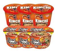 Starry Mart NS Korean Instant Bowl Noodles Soup (Pack of 6) - SHIN Kimchi x 3 & Spicy Chicken x 3
