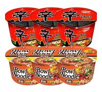 Starry Mart NS Korean Instant Bowl Noodles Soup (Pack of 6) - SHIN x 3 & Spicy Chicken x 3