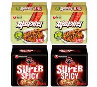 Starry Mart NS Ramyun Red Super Spicy & Chapagetti Chajangmyun Jjajang Korean Ramen Noodles Mix Bundle (Pack of 20) HALAL