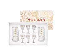 Starry Mart Phoenix Legacy Chinese Baijiu Glass Gift Set, 2 Graduated Spirit Decanters & 6 Stemmed Shot Cups