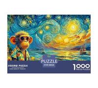 Starry Monkey Jigsaws Suitable for Decompression And Wall Decor 1000 Piece Puzzle Challenge Toy Gifts for Adults And Kids 38x26cm/1000pcs