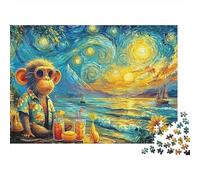 Starry Monkey1000 Pieces Recycled Paper Cool Monkey Jigsaw Puzzle Bundle Adult Men Women Decompression Mind Relaxation Birthday Present Gift 52x38cm/1000pcs