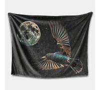 Starry Moon Bird Flannel Fleece Blanket, Super Soft Warm Lightweight Throw Blanket, Cozy Plush Bed Sofa Couch Blanket for Home Bedroom All Season European Size (01,60 * 80in)