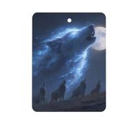Starry Moon Howling Wolf Car Air Freshener Decorative Hanging Aromatherapy Tablets for Car Trucks Square