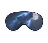 Starry Moon Howling Wolf Sleep Mask Lightweight Blindfold Eye Mask with Adjustable Strap for Men Women