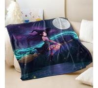 Starry Moonlit Purple Eyed Sorceress Printed Flannel Blanket, Dreamy Fantasy Throw Blanket for Sofa and Bed, Night Sky Decor for Kids and Adults (02,100x150cm)
