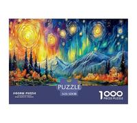 Starry Mountain Lake 1000 Pieces Adult Jigsaws - Night Landscape (lit Lake) Suitable for Wall Decompression Fun And Challenging Family Game52x38cm/1000pcs