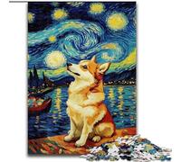Starry Night Adorable Huskies Adult Jigsaws 1000 Pieces Difficult, Challenging Game And Family Play Parent-child Interaction (50x75cm)